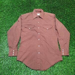 Vintage 70s Elyon Wagon Boss Pearl Snap Western Shirt Mens Medium Brown